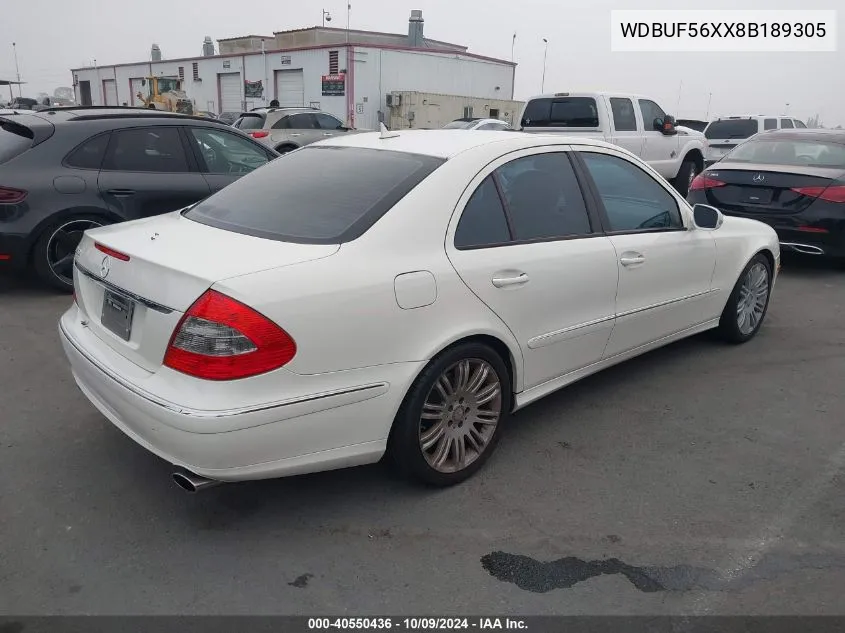 2008 Mercedes-Benz E 350 VIN: WDBUF56XX8B189305 Lot: 40550436