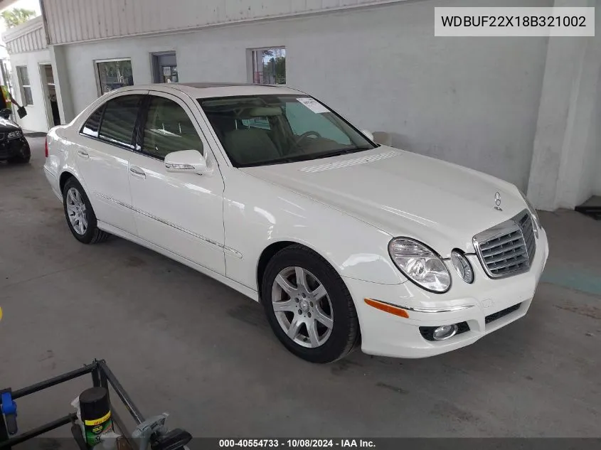 2008 Mercedes-Benz E 320 Bluetec 320 Cdi VIN: WDBUF22X18B321002 Lot: 40554733