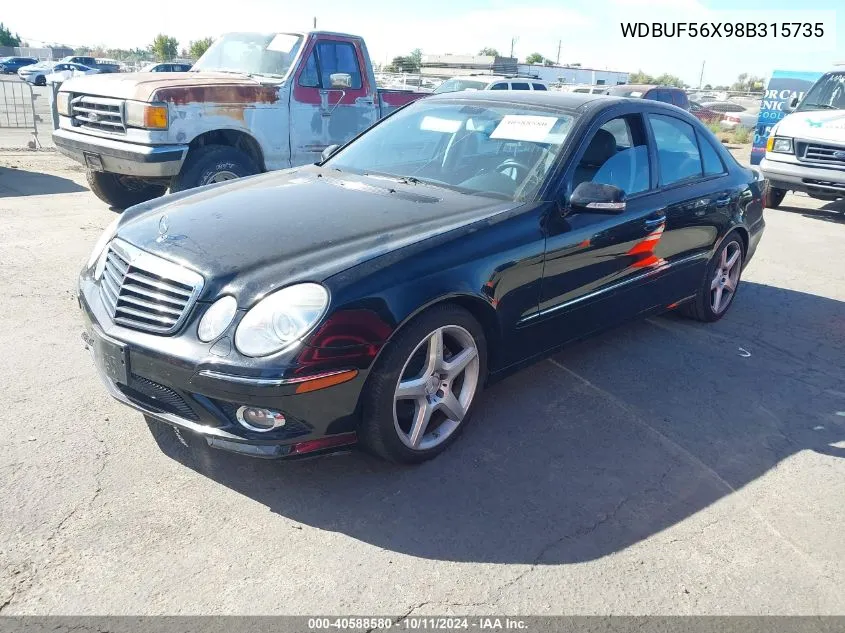 2008 Mercedes-Benz E 350 VIN: WDBUF56X98B315735 Lot: 40588580