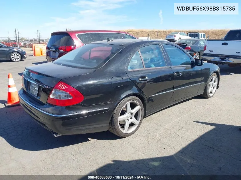 2008 Mercedes-Benz E 350 VIN: WDBUF56X98B315735 Lot: 40588580