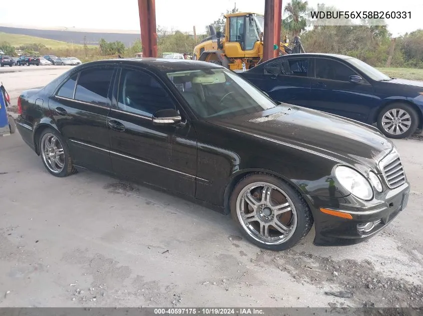 2008 Mercedes-Benz E 350 VIN: WDBUF56X58B260331 Lot: 40597175