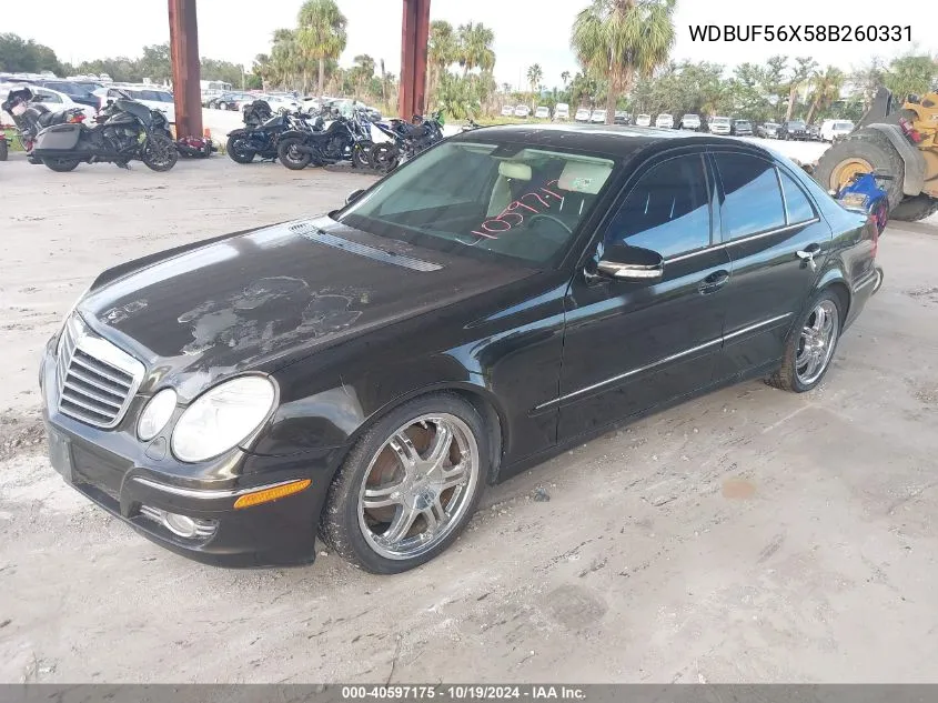 2008 Mercedes-Benz E 350 VIN: WDBUF56X58B260331 Lot: 40597175