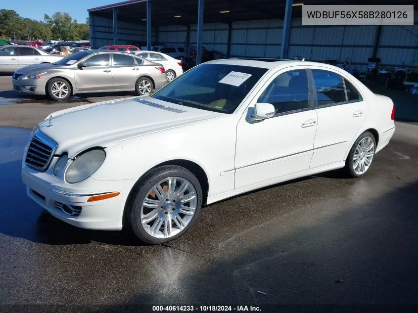 2008 Mercedes-Benz E 350 VIN: WDBUF56X58B280126 Lot: 40614233