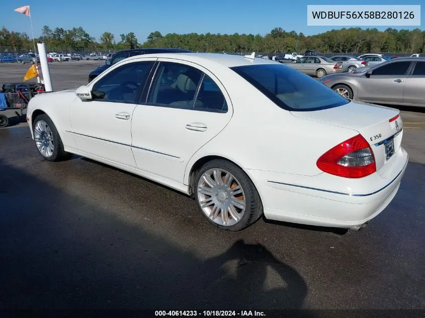 2008 Mercedes-Benz E 350 VIN: WDBUF56X58B280126 Lot: 40614233