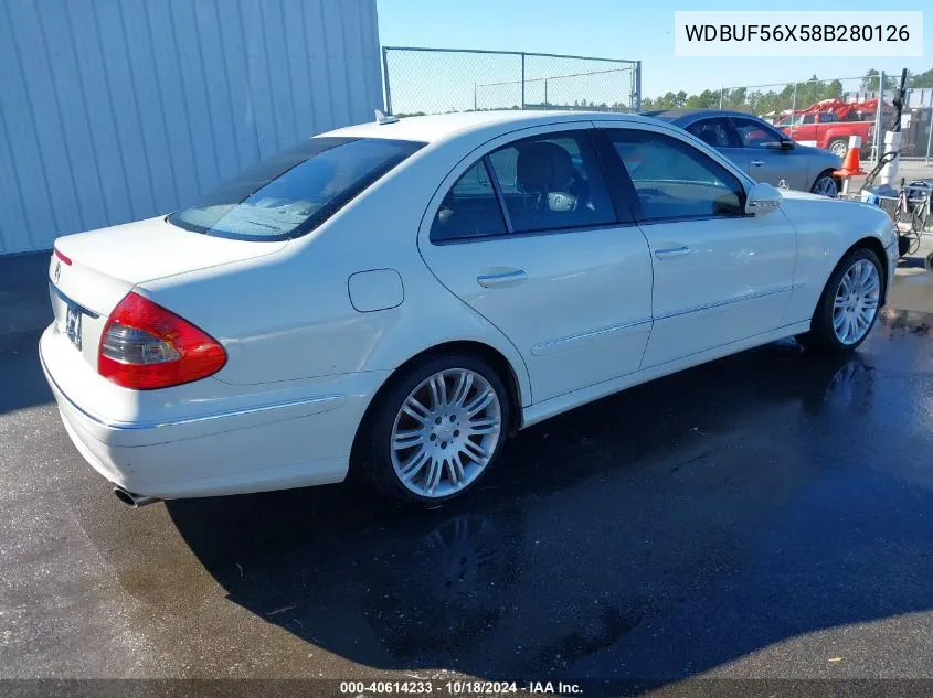 2008 Mercedes-Benz E 350 VIN: WDBUF56X58B280126 Lot: 40614233