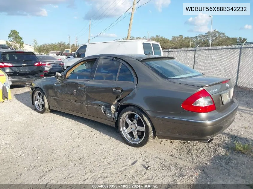 2008 Mercedes-Benz E 350 VIN: WDBUF56X88B342232 Lot: 40670955