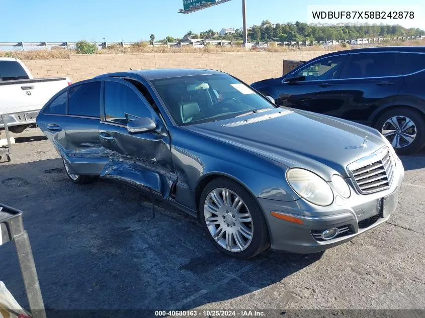 2008 Mercedes-Benz E 350 4Matic VIN: WDBUF87X58B242878 Lot: 40680163