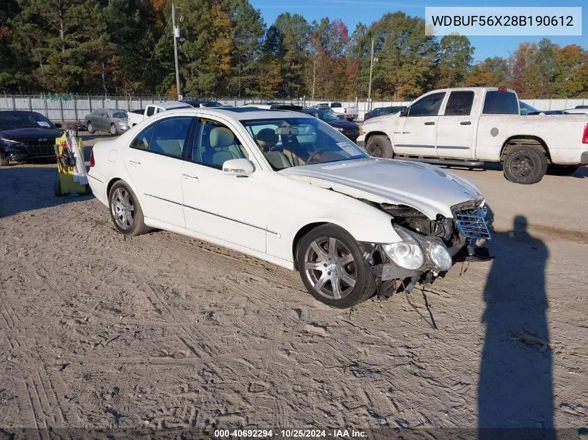 2008 Mercedes-Benz E 350 VIN: WDBUF56X28B190612 Lot: 40692294