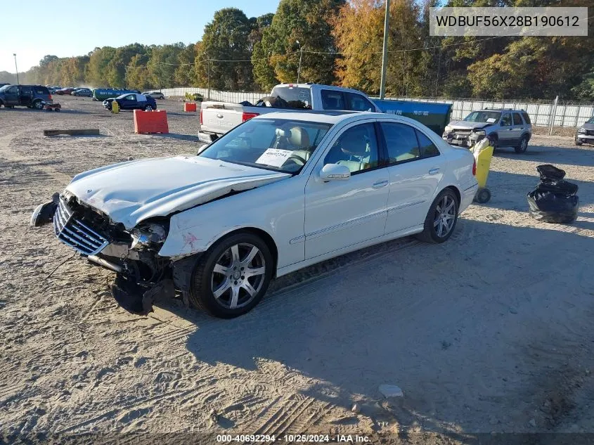 2008 Mercedes-Benz E 350 VIN: WDBUF56X28B190612 Lot: 40692294