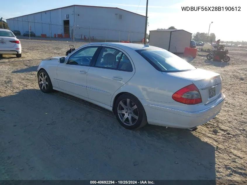 2008 Mercedes-Benz E 350 VIN: WDBUF56X28B190612 Lot: 40692294