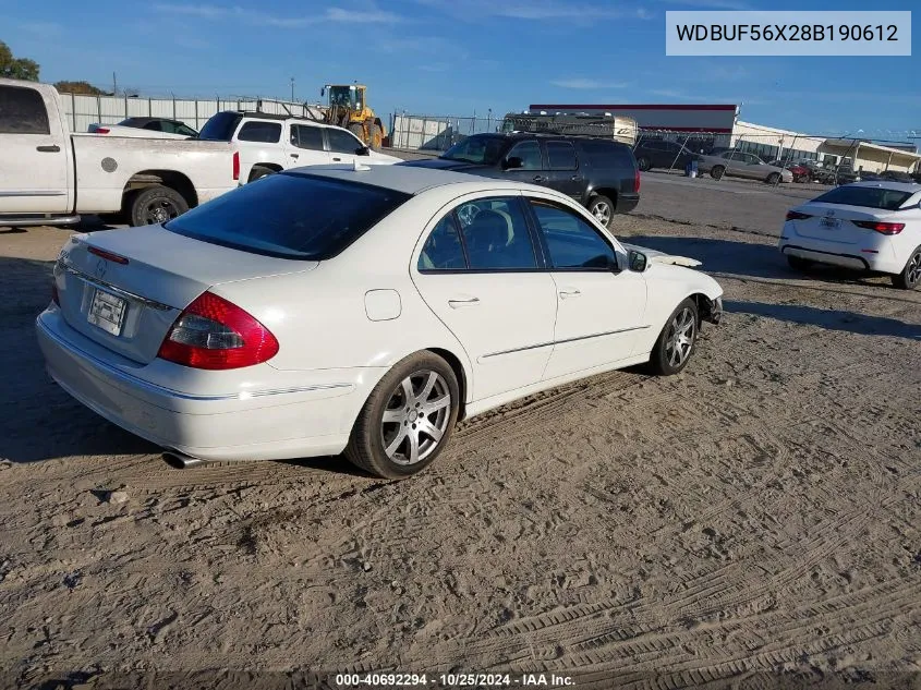 2008 Mercedes-Benz E 350 VIN: WDBUF56X28B190612 Lot: 40692294