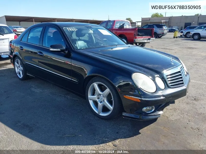 2008 Mercedes-Benz E 350 VIN: WDBUF56X78B350905 Lot: 40708104