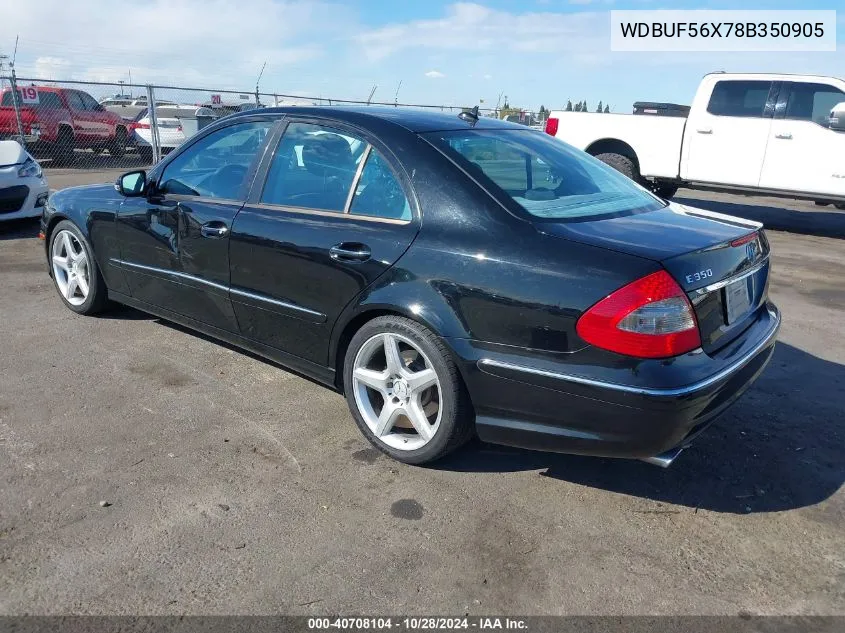 2008 Mercedes-Benz E 350 VIN: WDBUF56X78B350905 Lot: 40708104