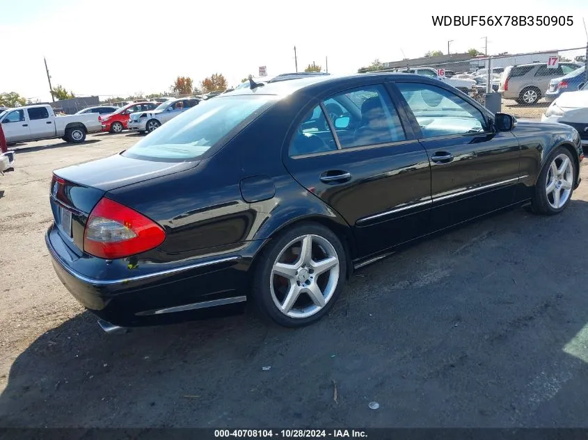 2008 Mercedes-Benz E 350 VIN: WDBUF56X78B350905 Lot: 40708104