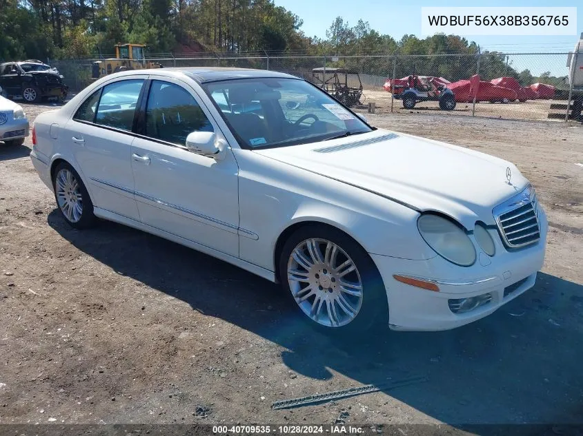 2008 Mercedes-Benz E 350 VIN: WDBUF56X38B356765 Lot: 40709535