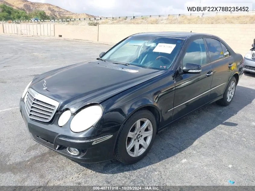 2008 Mercedes-Benz E 320 Bluetec VIN: WDBUF22X78B235452 Lot: 40717318