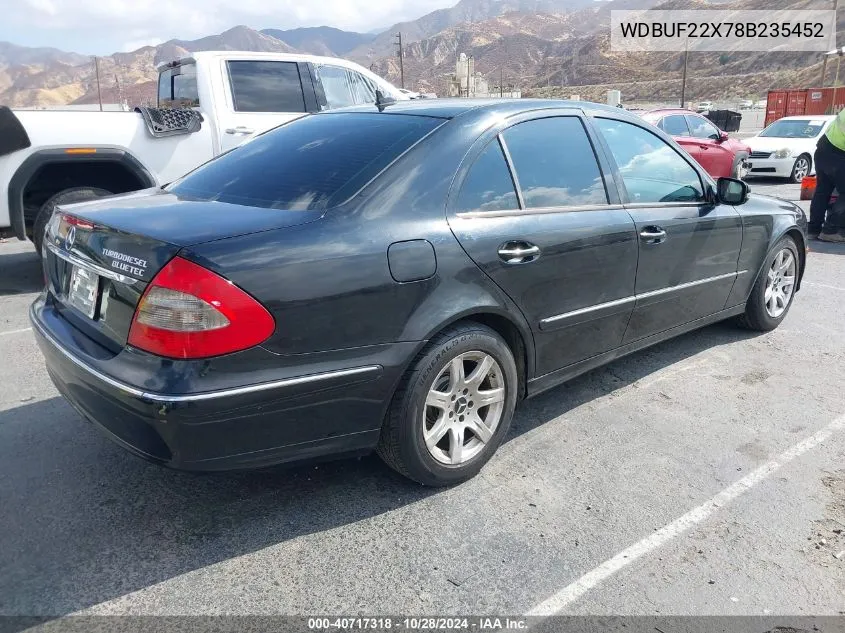 2008 Mercedes-Benz E 320 Bluetec VIN: WDBUF22X78B235452 Lot: 40717318