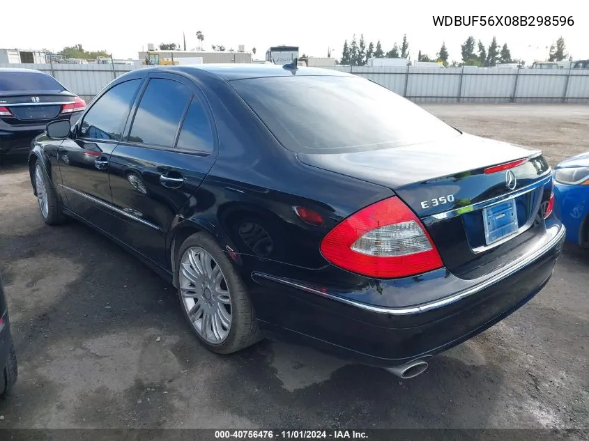 2008 Mercedes-Benz E 350 VIN: WDBUF56X08B298596 Lot: 40756476