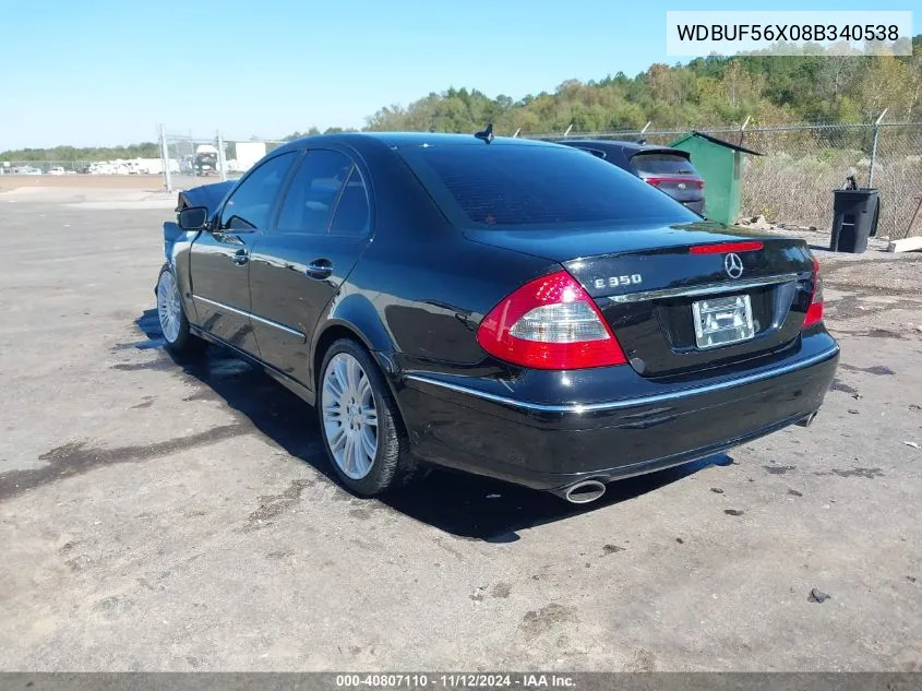 2008 Mercedes-Benz E 350 VIN: WDBUF56X08B340538 Lot: 40807110