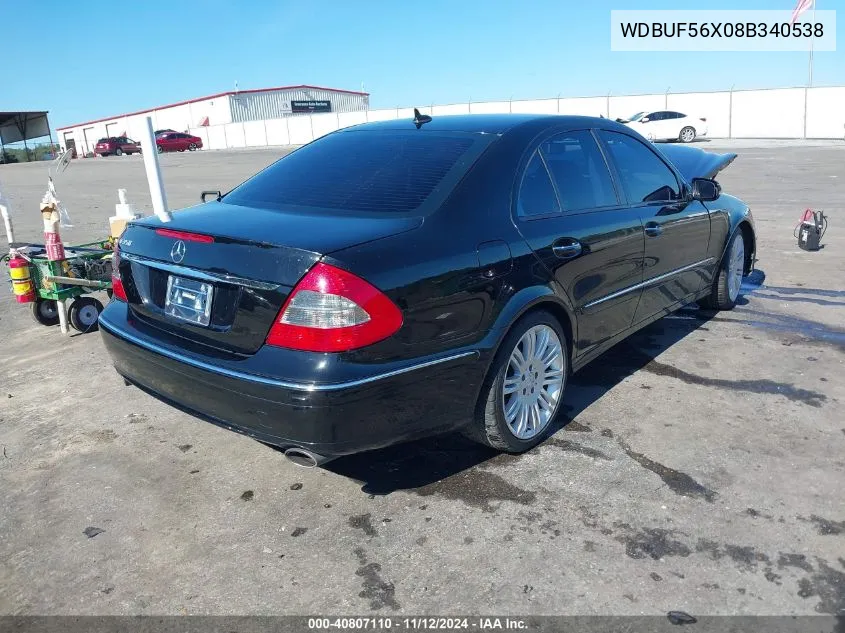 2008 Mercedes-Benz E 350 VIN: WDBUF56X08B340538 Lot: 40807110