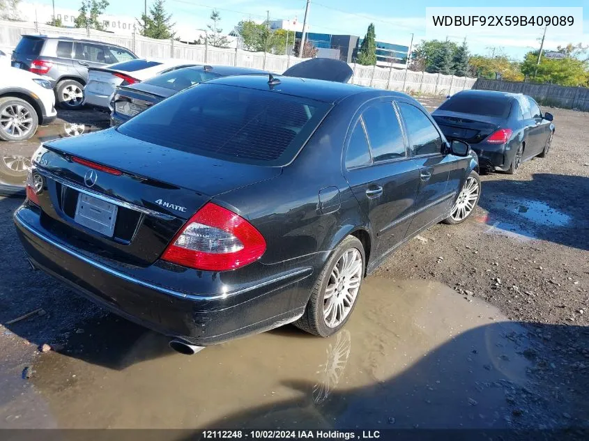 2009 Mercedes-Benz E-Class VIN: WDBUF92X59B409089 Lot: 12112248