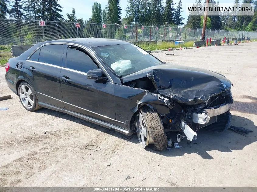 2010 Mercedes-Benz E 350 4Matic VIN: WDDHF8HB3AA110094 Lot: 39431704