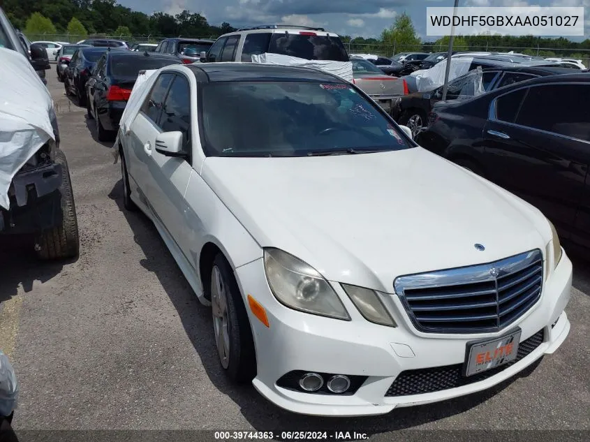 2010 Mercedes-Benz E 350 VIN: WDDHF5GBXAA051027 Lot: 39744363