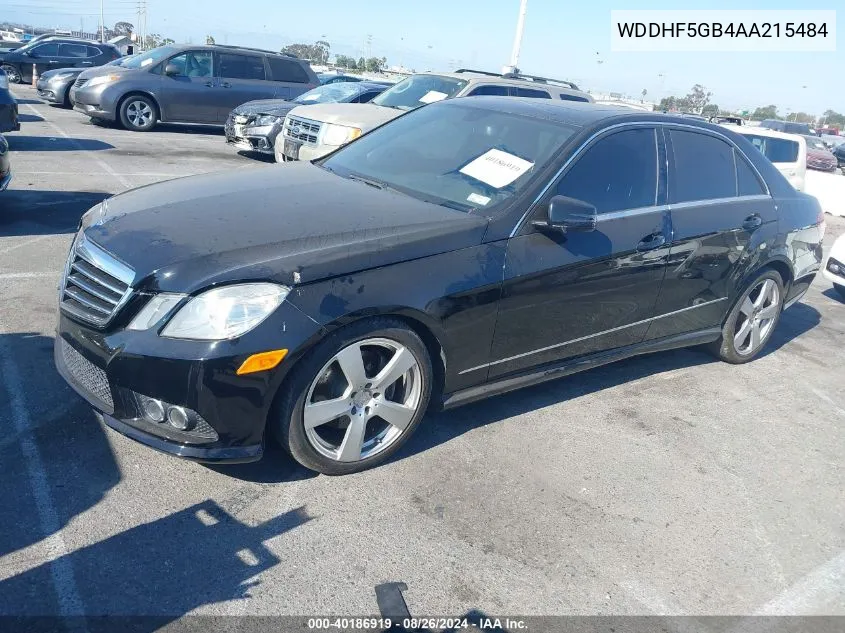 2010 Mercedes-Benz E 350 VIN: WDDHF5GB4AA215484 Lot: 40186919