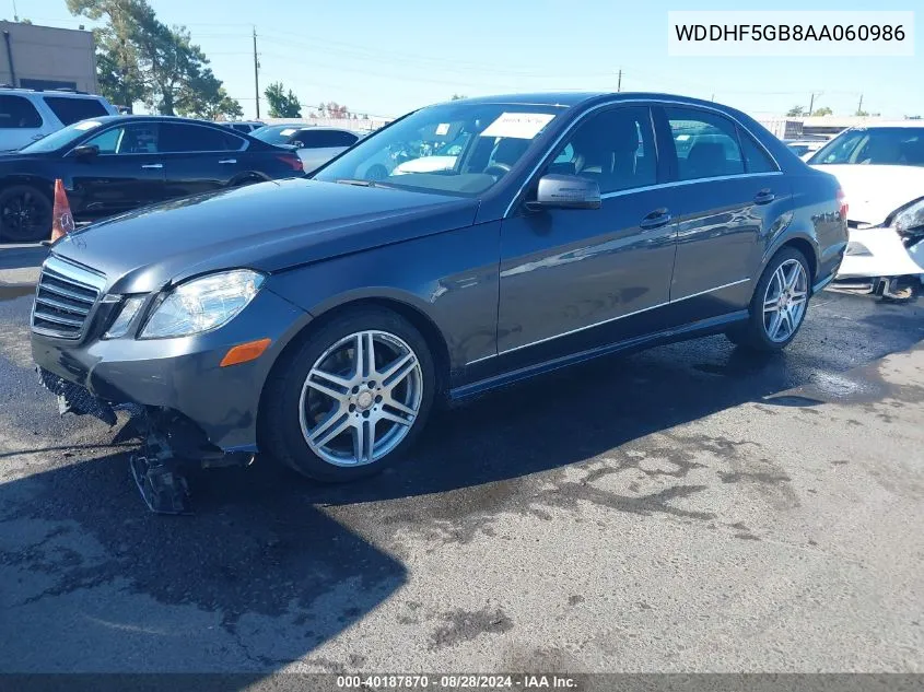 2010 Mercedes-Benz E 350 VIN: WDDHF5GB8AA060986 Lot: 40187870