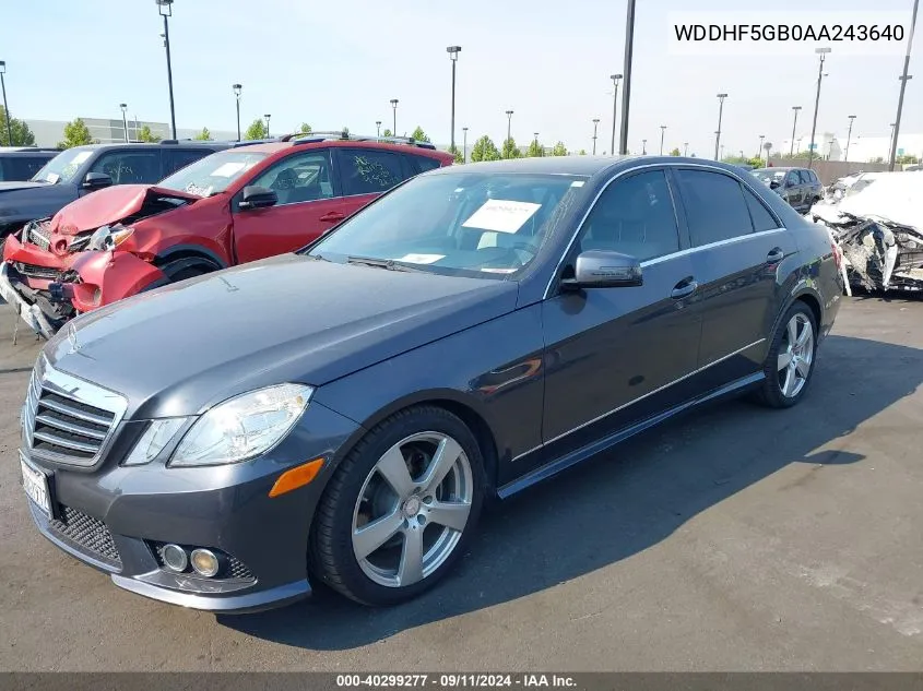 2010 Mercedes-Benz E 350 VIN: WDDHF5GB0AA243640 Lot: 40299277