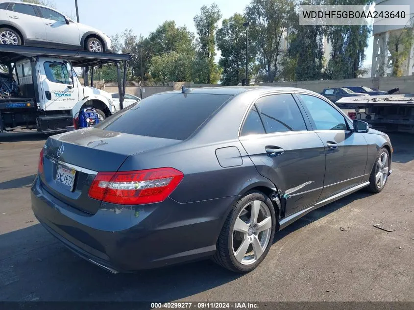 2010 Mercedes-Benz E 350 VIN: WDDHF5GB0AA243640 Lot: 40299277