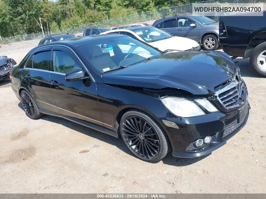 2010 Mercedes-Benz E 350 4Matic VIN: WDDHF8HB2AA094700 Lot: 40336433