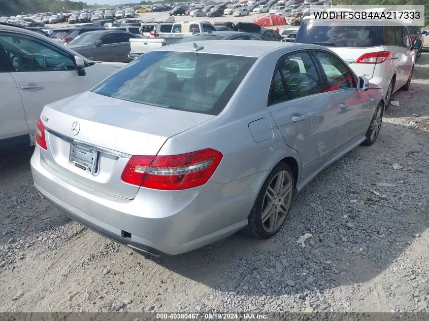 2010 Mercedes-Benz E 350 VIN: WDDHF5GB4AA217333 Lot: 40380467