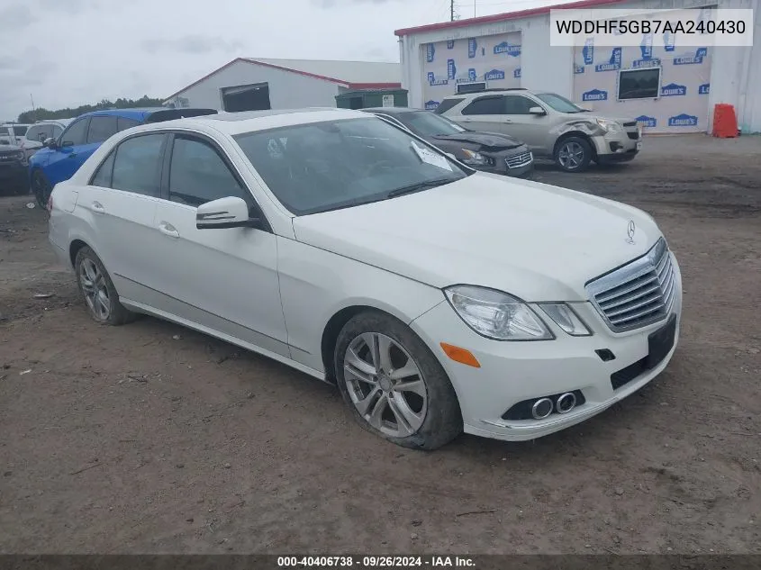 2010 Mercedes-Benz E 350 VIN: WDDHF5GB7AA240430 Lot: 40406738