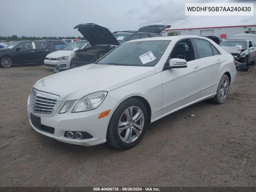 2010 Mercedes-Benz E 350 VIN: WDDHF5GB7AA240430 Lot: 40406738