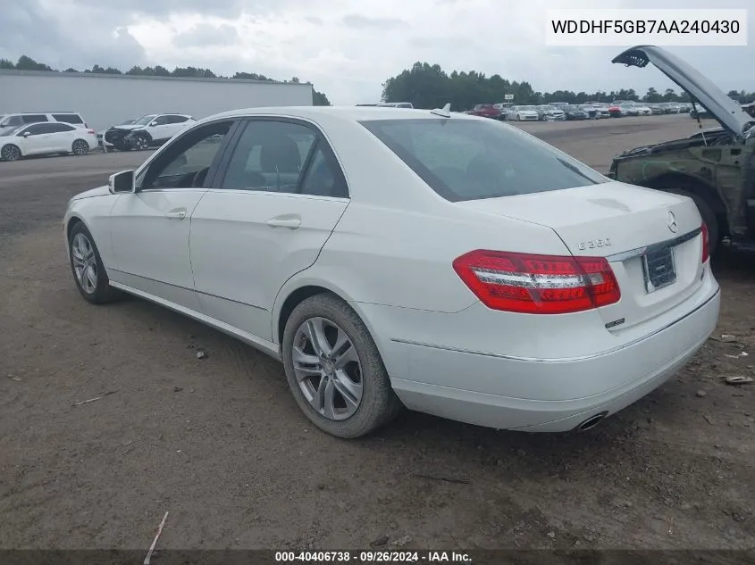 2010 Mercedes-Benz E 350 VIN: WDDHF5GB7AA240430 Lot: 40406738