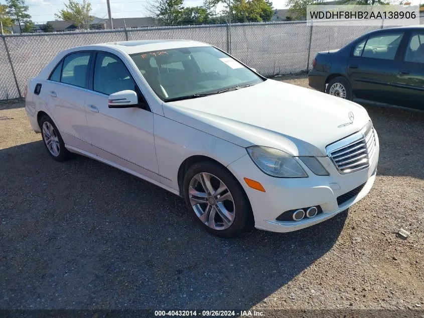 2010 Mercedes-Benz E 350 4Matic VIN: WDDHF8HB2AA138906 Lot: 40432014