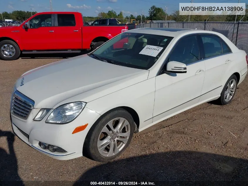 2010 Mercedes-Benz E 350 4Matic VIN: WDDHF8HB2AA138906 Lot: 40432014