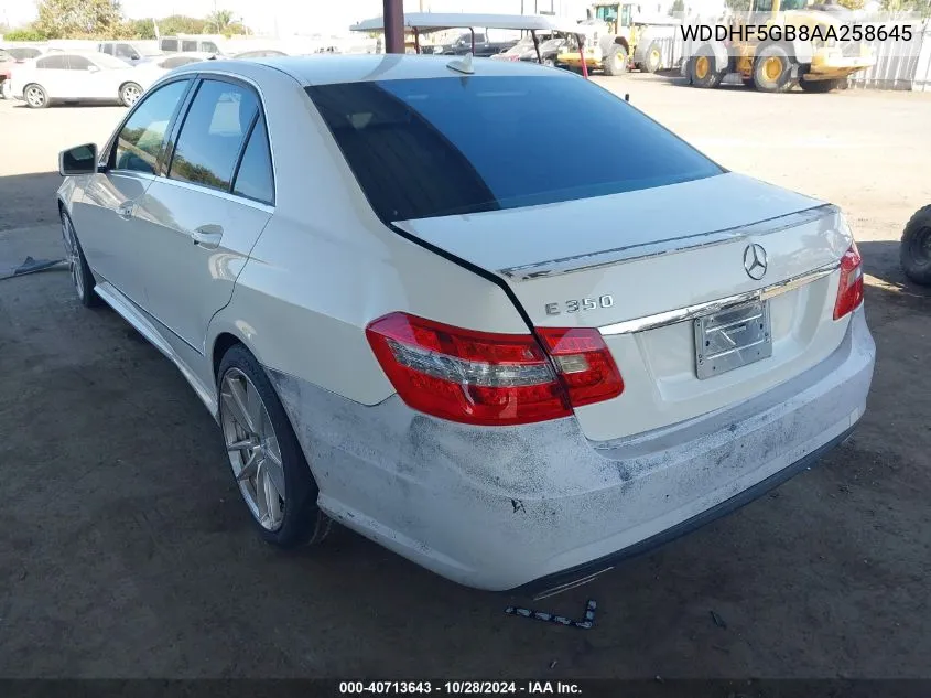 2010 Mercedes-Benz E 350 VIN: WDDHF5GB8AA258645 Lot: 40713643