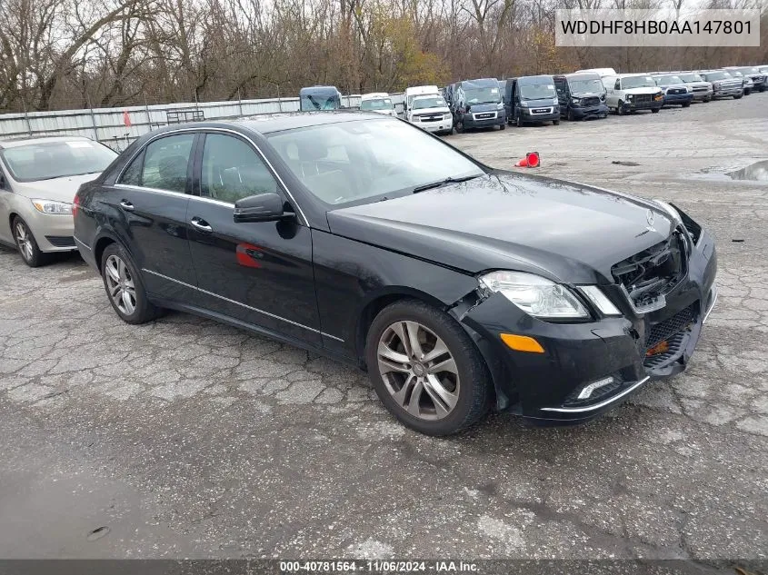 2010 Mercedes-Benz E 350 4Matic VIN: WDDHF8HB0AA147801 Lot: 40781564