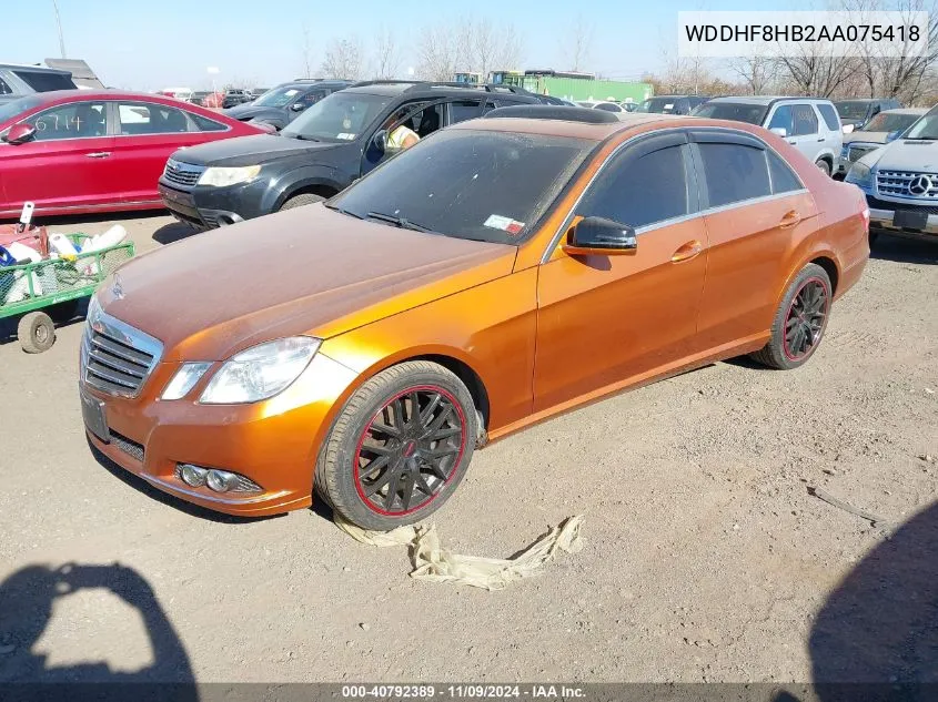 2010 Mercedes-Benz E 350 4Matic VIN: WDDHF8HB2AA075418 Lot: 40792389