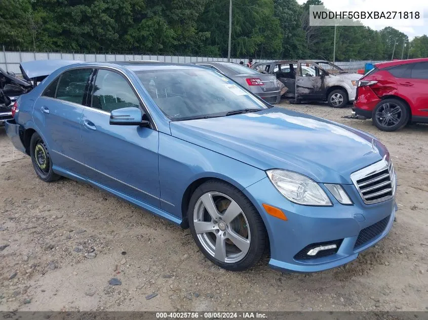 2011 Mercedes-Benz E 350 VIN: WDDHF5GBXBA271818 Lot: 40025756