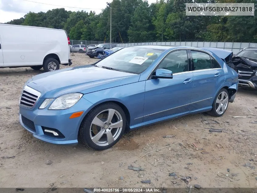 2011 Mercedes-Benz E 350 VIN: WDDHF5GBXBA271818 Lot: 40025756