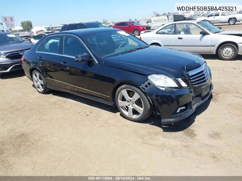 2011 Mercedes-Benz E 350 VIN: WDDHF5GB5BA425321 Lot: 40113594