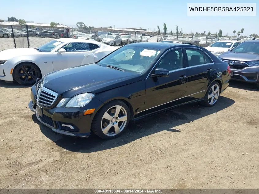 2011 Mercedes-Benz E 350 VIN: WDDHF5GB5BA425321 Lot: 40113594