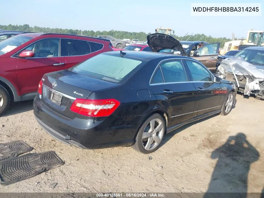 2011 Mercedes-Benz E 350 4Matic VIN: WDDHF8HB8BA314245 Lot: 40128561