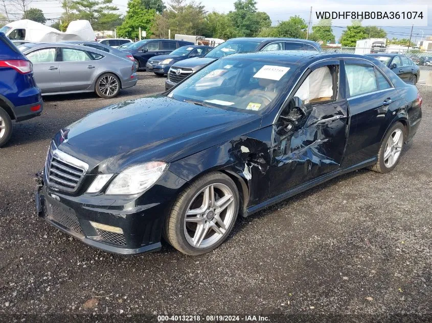 2011 Mercedes-Benz E 350 4Matic VIN: WDDHF8HB0BA361074 Lot: 40132218