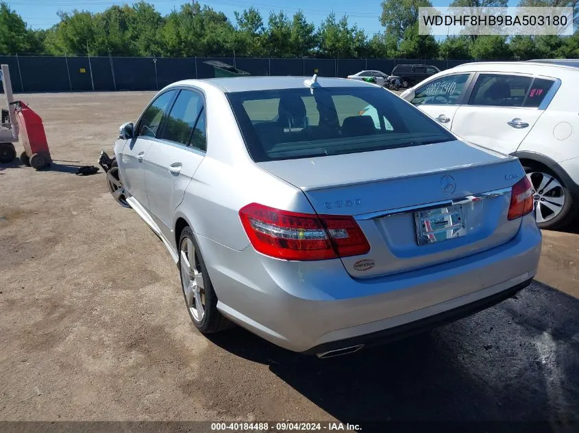 2011 Mercedes-Benz E 350 4Matic VIN: WDDHF8HB9BA503180 Lot: 40184488