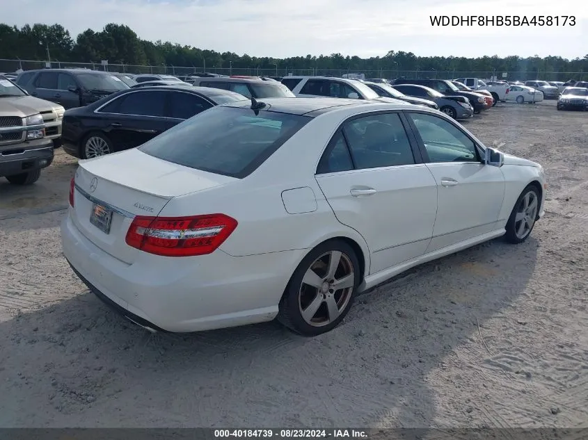 2011 Mercedes-Benz E 350 4Matic VIN: WDDHF8HB5BA458173 Lot: 40184739