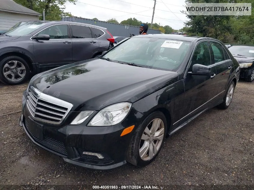 2011 Mercedes-Benz E 350 Bluetec VIN: WDDHF2EB7BA417674 Lot: 40351983